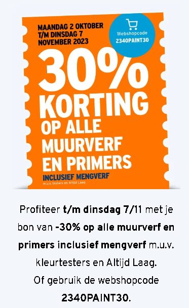 30% korting op alle verf en primers bij Gamma
