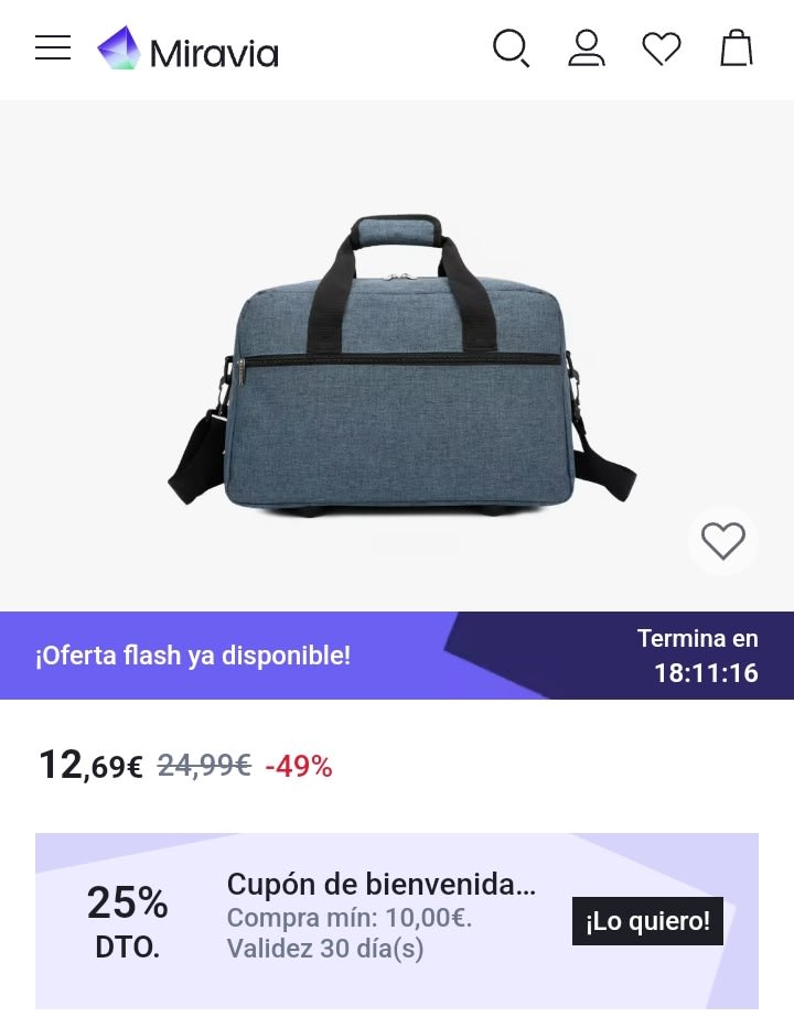 Bolsa de cabina Ryanair 40x20x25 cm 10kg equipaje de mano Vueling