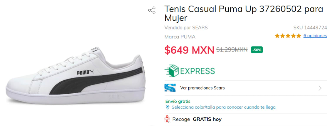 Tenis Casual Puma Up 37260502 para Mujer