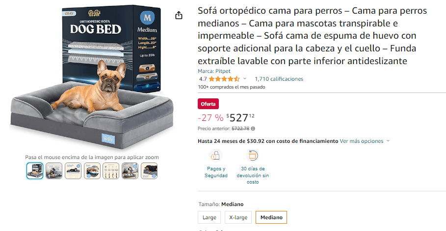 Sofá Cama Ortopedico Pitpet Mascotas Impermeable De Espuma
