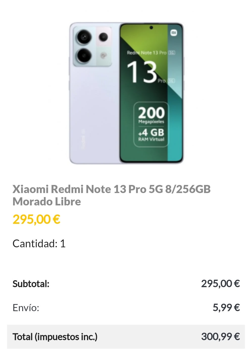 Xiaomi Redmi Note 13 Pro Plus 5G 8/256GB Morado Libre