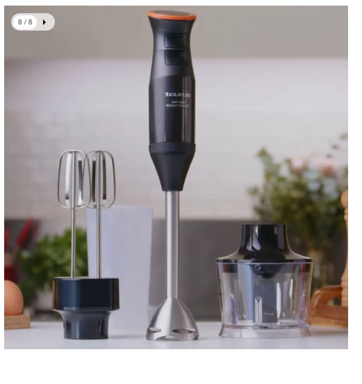 Taurus BAPI 1200 Rocket - Batidora de mano 1200W | Regulador de 20 velocidades ajustable | Función Turbo | Cuchillas de acero inoxidable | Doble batidor | Diseño ergonómico | Vaso medidor 500 ml por 23.8€