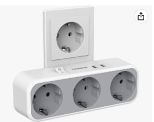 TESSAN Ladron Enchufes, 5 en 1 Enchufe con Interruptor, Enchufe USB  Multiple con 3 Enchufes y