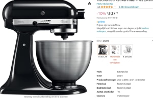 KitchenAid Classic Onyx zwart voor €307,79 bij Amazon.nl
