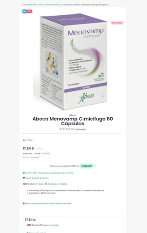 -15% de Descuento en Aboca Menovamp Cimicifuga.