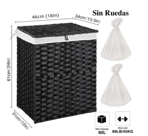 Cesto Ropa Sucia con Tapa Ruedas Material Ratán duradero Grandes por 17.91€