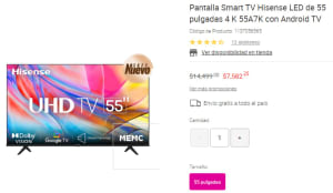 PANTALLA SMART TV 55A7K 4K HISENS, 55