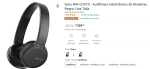 Sony WH-CH510 - Audífonos inalámbricos de Diadema, Negro, Una Talla