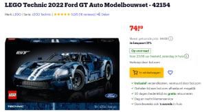 LEGO Technic 2022 Ford GT Auto Modelbouwset voor €79,99 bij Bol.com