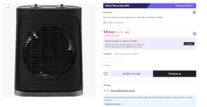 ReadyWarm 2050 Max Force Black Calefacción Termoventilador con 2000 W y 3 modos de funcionamiento por 19.59€ (Cuenta Nueva 9.8€)
