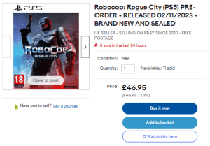 Robocop Rogue City PS5 Game Brand New & Sealed In Stock