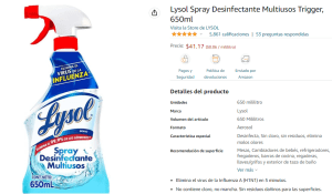 Lysol Spray Desinfectante Multiusos 650 ml