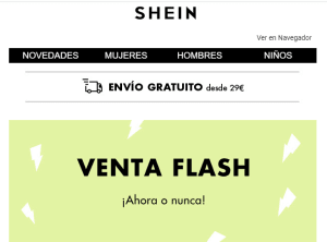 OFERTA FLASH SHEIN + Envio gratuito a partir de 29€