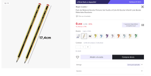 Productos escolares por 0,20€ y portes gratis