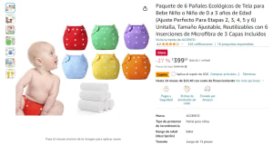 Paquete de 6 Pañales Ecológicos de Tela para Bebe Niño o Niña de 0 a 3