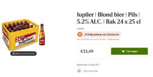 25% korting bij aankoop van 2 bakken Jupiler