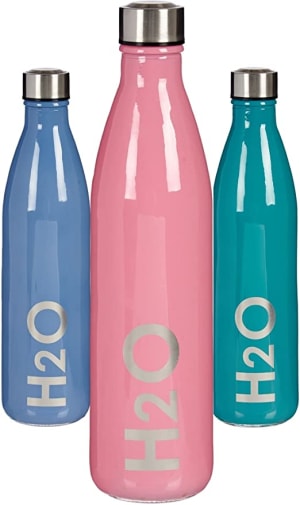 Botella Agua Cristal 1 Litro con Tapón de Acero Inoxidable. Por 10,99€