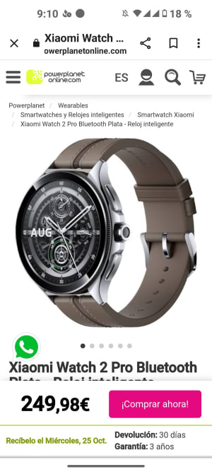 Xiaomi Watch 2 Pro Bluetooth Plata con correa de piel marrón Smartwatch ·  XIAOMI · El Corte Inglés