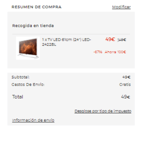 Inves Televisión 24 pulgadas LED-2421T2 HD Ready por 39€ y hay otra por 49€
