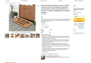 Felpudo divertido con texto en inglés "Warning The Dog's A Dickhead" Antideslizante con respaldo de goma por solo 3,14€