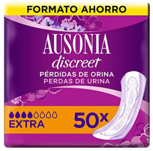 Ausonia Discreet Compresas Incontinencia Mujer, Plus Extra, 50 Unidades  para Pérdidas Orinas y Vejigas Hiperactivas por