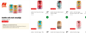 Jumbo cola met smaakje 3 blikjes à 330 ml voor €1