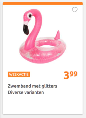Zwembanden Flamingo, Lama Unicorn met glitters circa voor €3,99