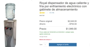 Dispensador de Agua Royal Fría y Caliente