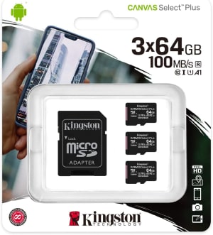 Pack 3 Kingston Canvas Select Plus Tarjeta microSD 64GB por 9,15€