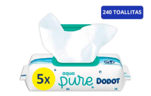 Dodot Toallitas Aqua Pure, 5 Paquetes De 48 Unidades, solo 8,46€