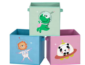 Caja organizadora Tela, Caja almacenaje Infantil, Juego de 3, Organizadora  Juguete, Plegables con Asas, para Cuarto