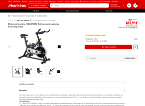 Bicicleta de Spinning MELLERWARE Track! 16kg Negro por solo 161,99€