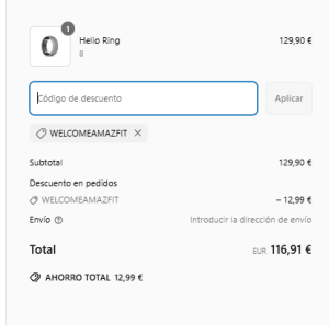 Amazfit Helio Ring por 116,91€