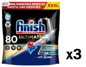 3 Packs de Finish Lavavajillas Powerball 80 u. Ultimate All in 1 por 35.97€