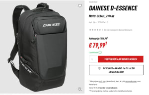 Dainese D-Essence Stealth Black Motorcycle BackPack voor €79,99 bij Louis