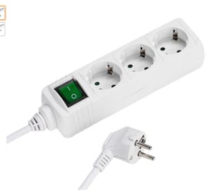 Vivanco EBLS3 W - Regleta de 3 enchufes con interruptor y protección para  niños (cable de 1