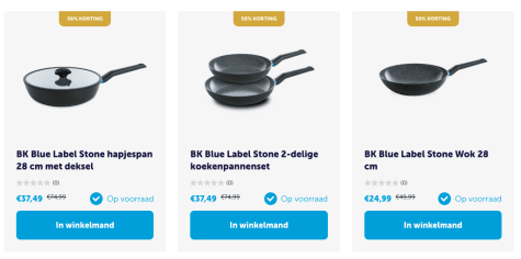 buis Middag eten Veeg Blue Label Stone BK pannen met 50% korting