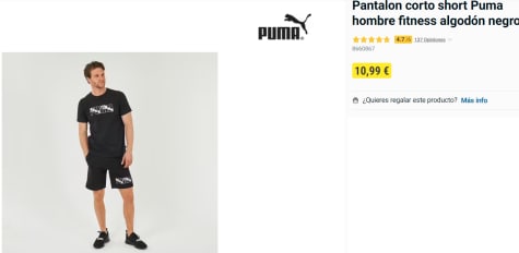 Pantalón corto de deporte 'Puma' - NEGRO - Kiabi - 20.00€