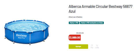 Descuento de alberca Bestway por $1,889 MXN