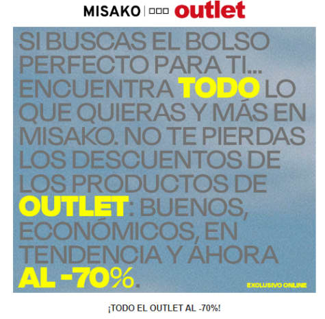 Misako Outlet: Encuentra bolsos,mochilas y complementos al 50% de Descuento