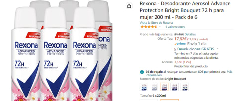 Bright Bouquet REXONA Desodorante antitranspirante spray precio