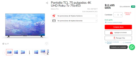 Pantalla TCL 55 pulgadas 4K UHD Roku TV 55S453