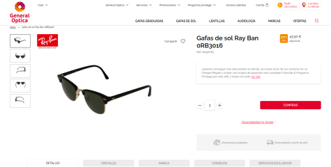 Ray Ban por 43,50€ en General Óptica