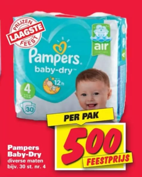 litteken Diversen temperatuur Pampers baby Dry voor €5