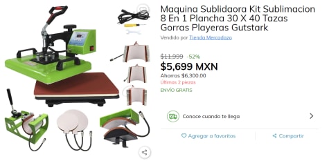 Maquina Sublidaora Kit Sublimacion 8 En 1 Plancha 30 X 40 Tazas