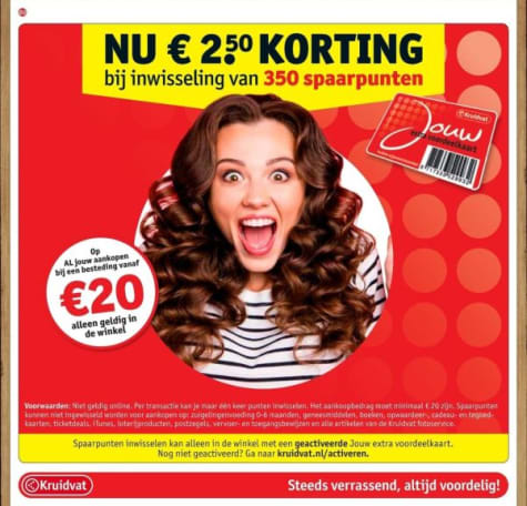 €2,50 korting bij inlevering van 350 Kruidvat spaarpunten Aanbiedingen