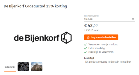 kortingscode bijenkorf ing