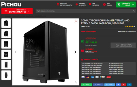 PC Gamer Pichau 8GB SSD 240GB  R$ 3870 - Promobit