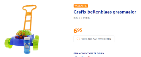 pakket heerlijkheid Kalmerend Grafix bellenblaas grasmaaier voor €6,95