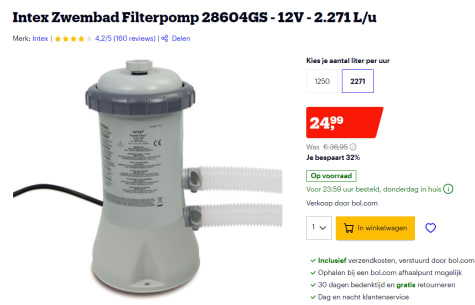 goedkeuren Afgekeurd vuilnis INTEX® 28604GS 12 Volt Filterpomp voor €24,99 bij Bol.com